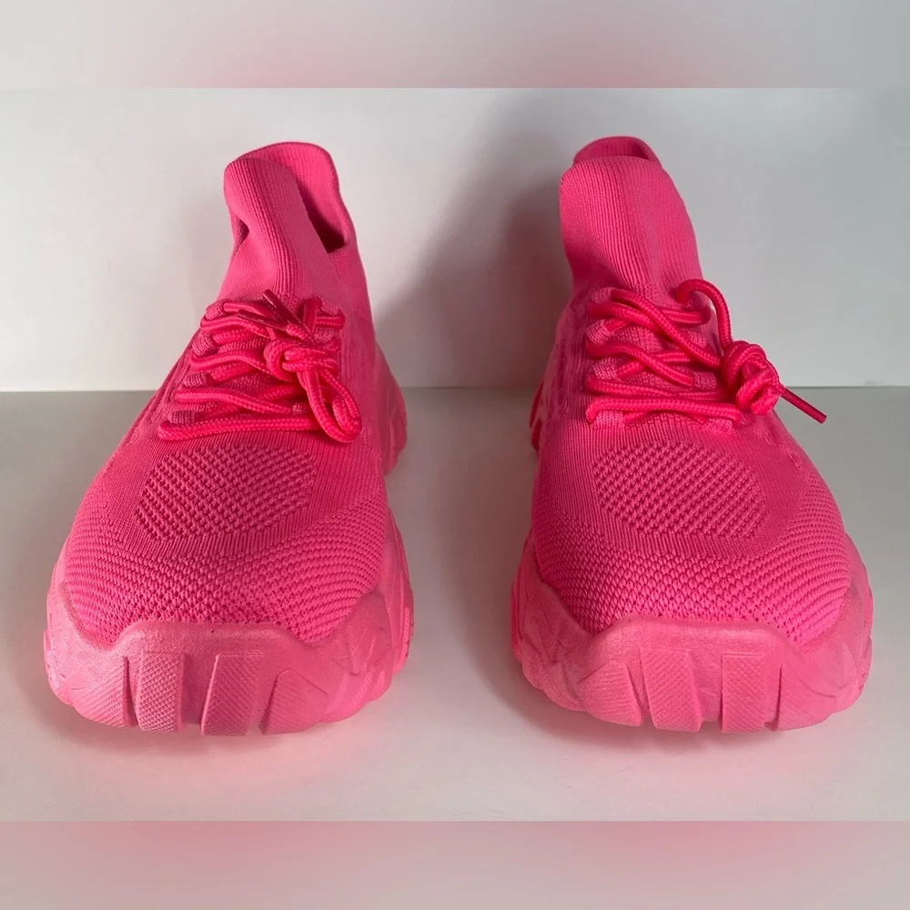 Women’s Pink Fashionable Lace Up Platform Sneakers size 10 - Picture 3 of 10